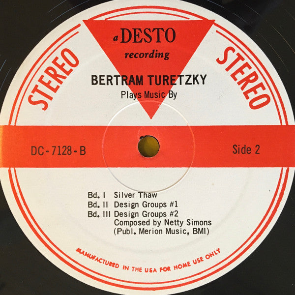 Bertram Turetzky - Plays Music By Donald Erb, JM Mestres-Quadreny, Will Ogdon, Netty Simons (Vinyl, LP, Album, Stereo) Very Good Plus (VG+) / Very Good Plus (VG+)