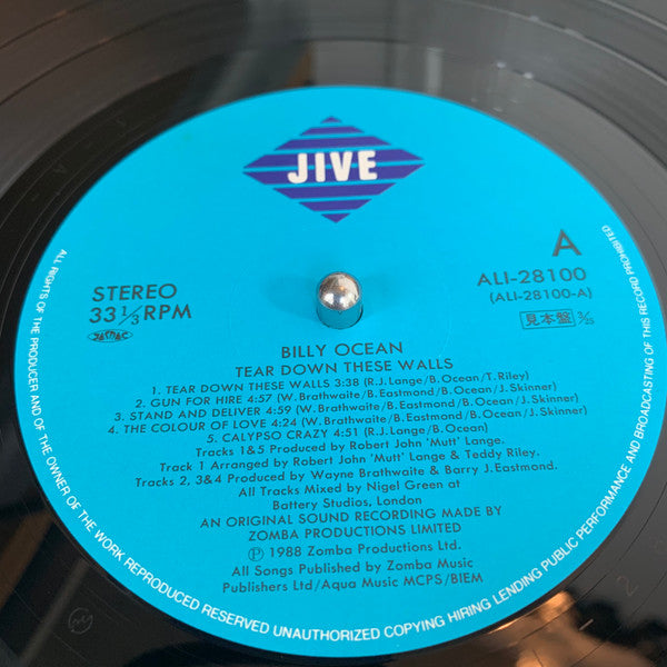 Billy Ocean - Tear Down These Walls (Vinyl, LP, Album, Promo) Very Good (VG) / Very Good (VG)