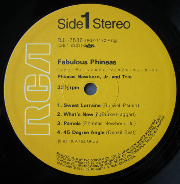 Phineas Newborn Trio - Fabulous Phineas (Vinyl, LP, Album, Reissue, Stereo) Near Mint (NM or M-) / Very Good Plus (VG+)