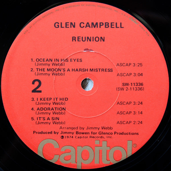 Glen Campbell - Reunion: The Songs Of Jimmy Webb (Vinyl, LP, Album) Good Plus (G+) / Very Good (VG)