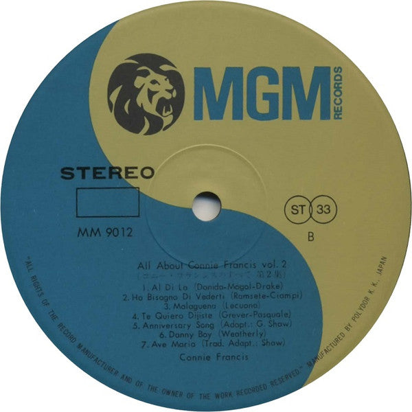 Connie Francis - All About Connie Francis Vol. 1, 2 (2xVinyl, LP, Compilation, Reissue, Stereo) Very Good Plus (VG+) / Very Good Plus (VG+)