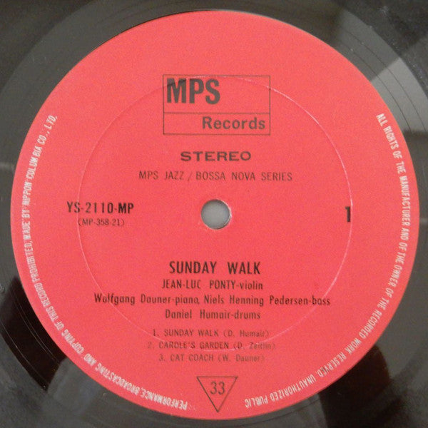Jean-Luc Ponty - Sunday Walk (Vinyl, LP, Album) Very Good (VG) / Very Good Plus (VG+)