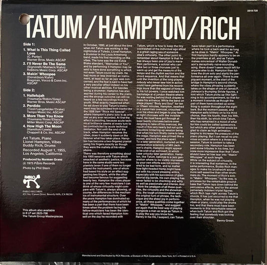 Art Tatum - The Tatum Group Masterpieces (Vinyl, LP, Album, Reissue) Very Good (VG) / Very Good (VG)