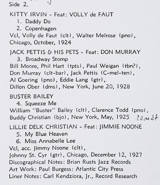 Various - Hot Clarinets 1924-1929 (Vinyl, LP, Compilation) Good Plus (G+) / Very Good (VG)