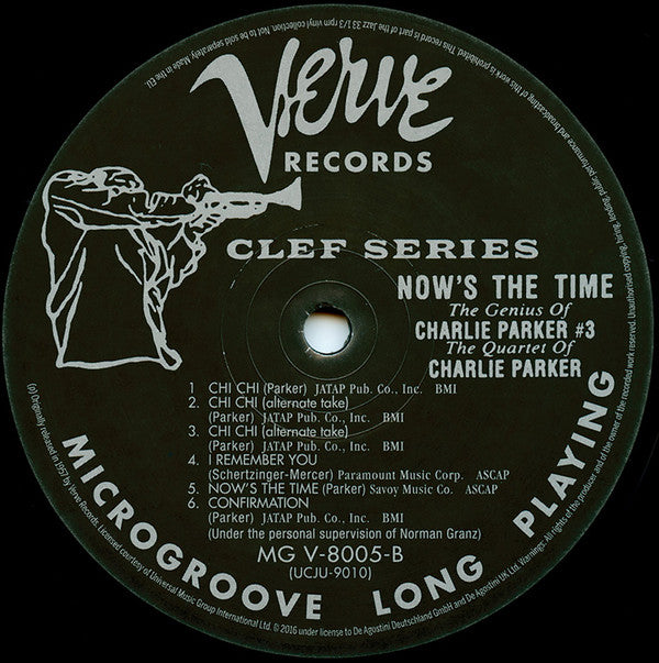 The Charlie Parker Quartet - Now's The Time (Vinyl, LP, Album, Reissue) Near Mint (NM or M-) / Near Mint (NM or M-)