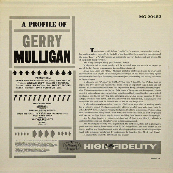 Gerry Mulligan - A Profile Of Gerry Mulligan (Vinyl, LP, Album) Very Good Plus (VG+) / Good Plus (G+)