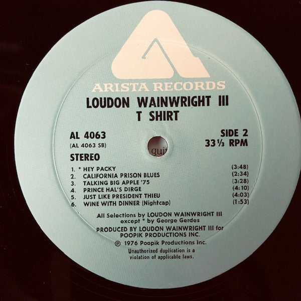 Loudon Wainwright III - T Shirt (Vinyl, LP, Album) Very Good (VG) / Very Good Plus (VG+)
