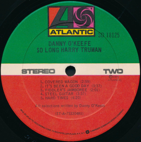 Danny O'Keefe - So Long Harry Truman (Vinyl, LP, Album) Very Good Plus (VG+) / Good Plus (G+)