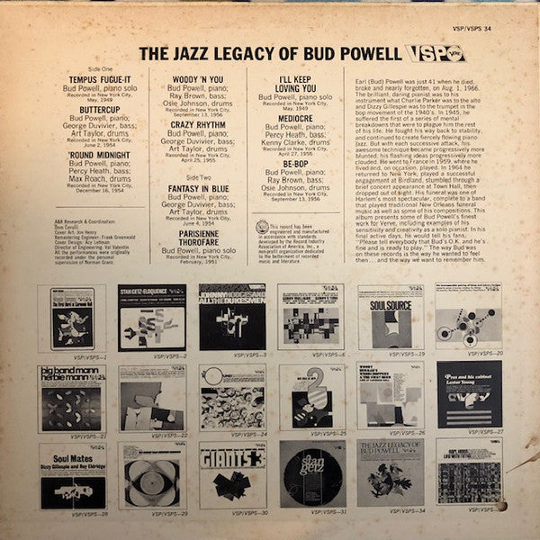 Bud Powell - The Jazz Legacy Of Bud Powell (Vinyl, LP, Compilation,...