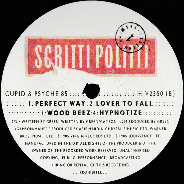 Scritti Politti - Cupid & Psyche 85 (Vinyl, LP, Album) Very Good Plus (VG+) / Very Good (VG)