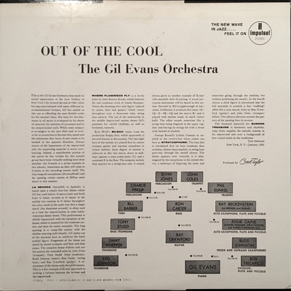 Gil Evans And His Orchestra - Out Of The Cool (Vinyl, LP, Album, Reissue, Stereo) Very Good Plus (VG+) / Very Good (VG)