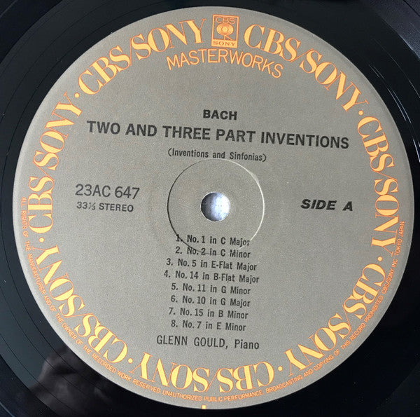 Glenn Gould - The Two And Three Part Inventions (Inventions & Sinfonias) (Vinyl, LP, Reissue, Stereo) Very Good Plus (VG+) / Very Good Plus (VG+)