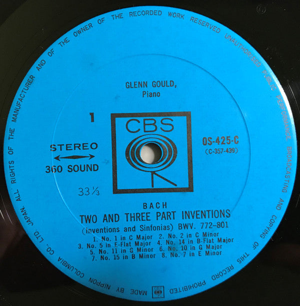 Glenn Gould - The Two And Three Part Inventions (Inventions And Sinfonias) (Vinyl, LP, Album, Stereo) Good Plus (G+) / Very Good (VG)