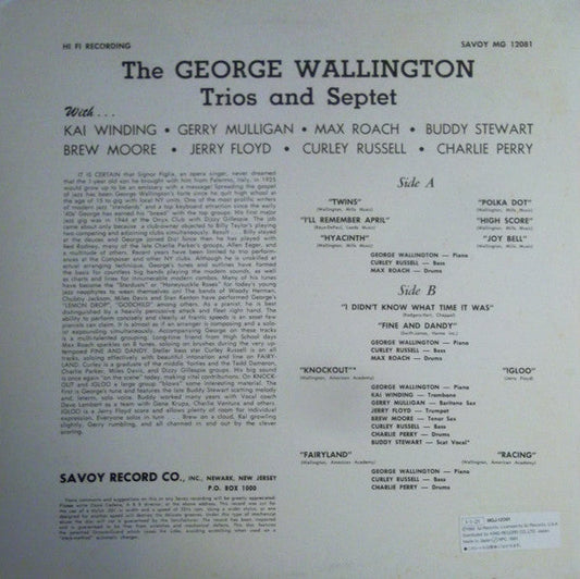 George Wallington Trio - The George Wallington Trios & Septet (Viny...