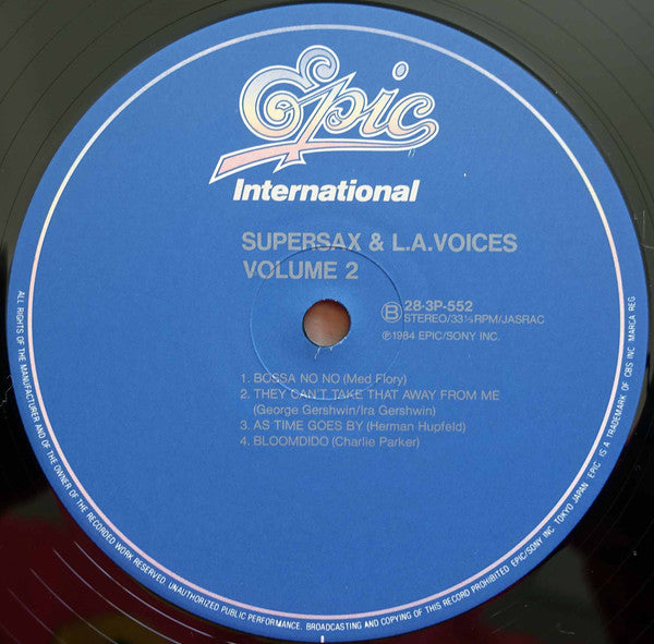 Supersax - Supersax & L.A. Voices Volume 2 (Vinyl, LP, Album, Stereo) Very Good (VG) / Very Good (VG)