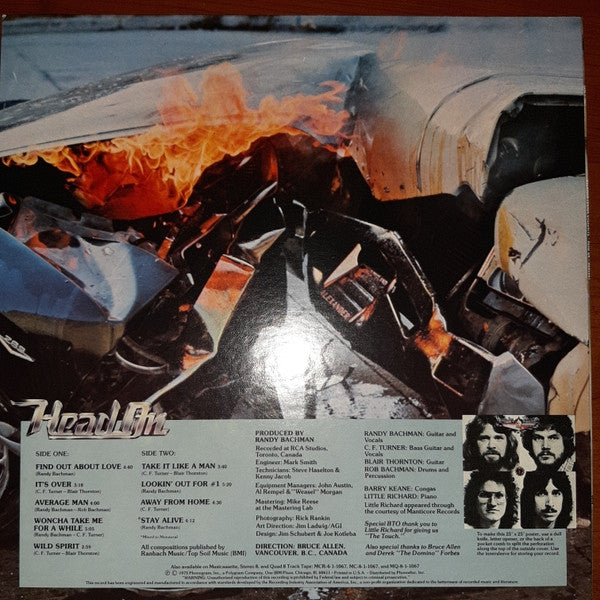 Bachman-Turner Overdrive - Head On (Vinyl, LP, Album, Stereo, Mono) Very Good (VG) / Very Good (VG)