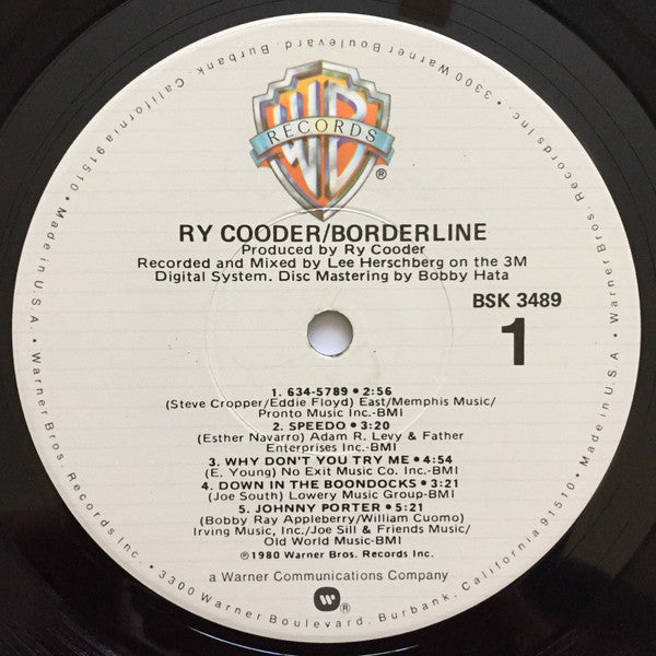 Ry Cooder - Borderline (Vinyl, LP, Album) Very Good (VG) / Very Good (VG)