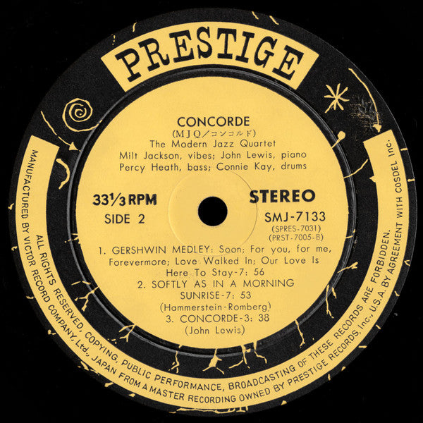 The Modern Jazz Quartet - Concorde (Vinyl, LP, Album, Reissue, Stereo) Very Good Plus (VG+) / Very Good Plus (VG+)