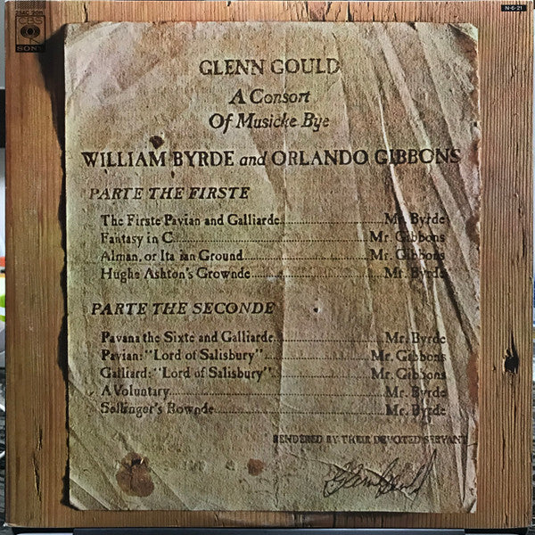 Glenn Gould - A Consort Of Musicke Bye William Byrde And Orlando Gibbons (Vinyl, LP, Album) Near Mint (NM or M-) / Very Good Plus (VG+)