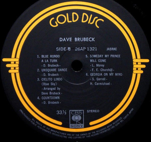 Dave Brubeck - Gold Disc (Vinyl, LP, Compilation, Reissue, Stereo)