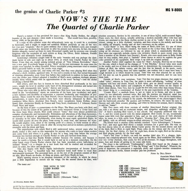 The Charlie Parker Quartet - Now's The Time (Vinyl, LP, Album, Reissue) Near Mint (NM or M-) / Near Mint (NM or M-)