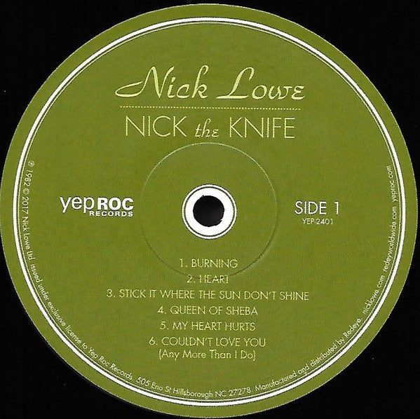 Nick Lowe - Nick The Knife (Vinyl, Vinyl, LP, Album, Reissue, Remastered, 7", 45 RPM, Single) Very Good Plus (VG+) / Near Mint (NM or M-)
