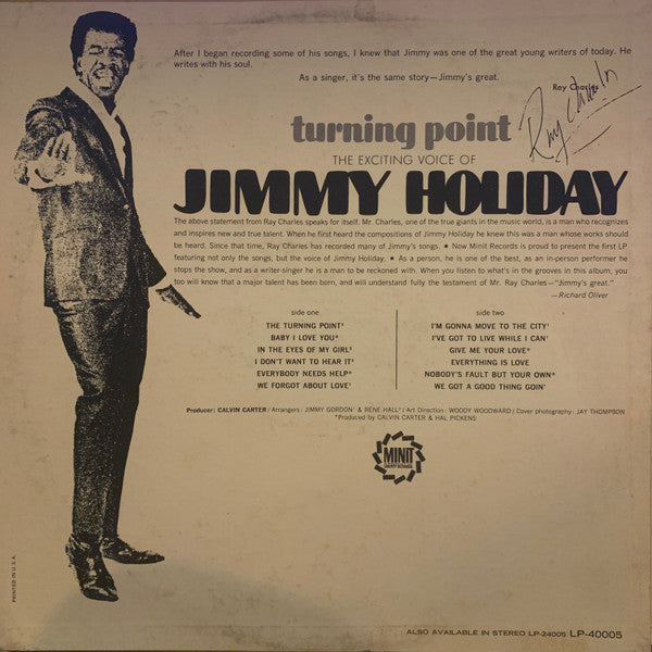 Jimmy Holiday - Turning Point (Vinyl, LP, Album, Mono) Very Good Plus (VG+) / Good Plus (G+)