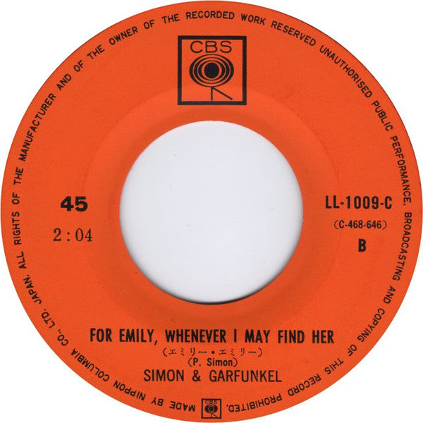 Simon & Garfunkel - A Hazy Shade Of Winter / For Emily, Whenever I May Find Her (Vinyl, 7", 45 RPM, Single) Very Good (VG) / Very Good (VG)