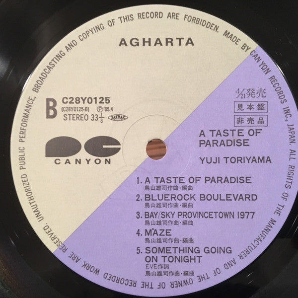 Yuji Toriyama - A Taste Of Paradise (Vinyl, LP, Album, Promo) Very Good Plus (VG+) / Very Good Plus (VG+)