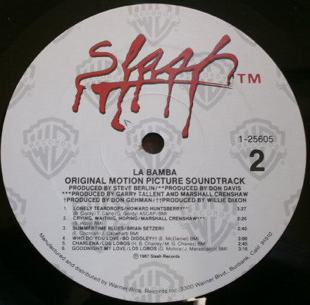 Various - La Bamba ∙Original∙Motion∙Picture∙Soundtrack∙ (Vinyl, LP, Album, Stereo) Very Good (VG) / Good Plus (G+)