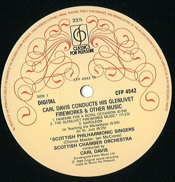 Carl Davis (5) - Carl Davis Conducts His The Glenlivet Fireworks & Other Music (Vinyl, LP) Near Mint (NM or M-) / Very Good Plus (VG+)