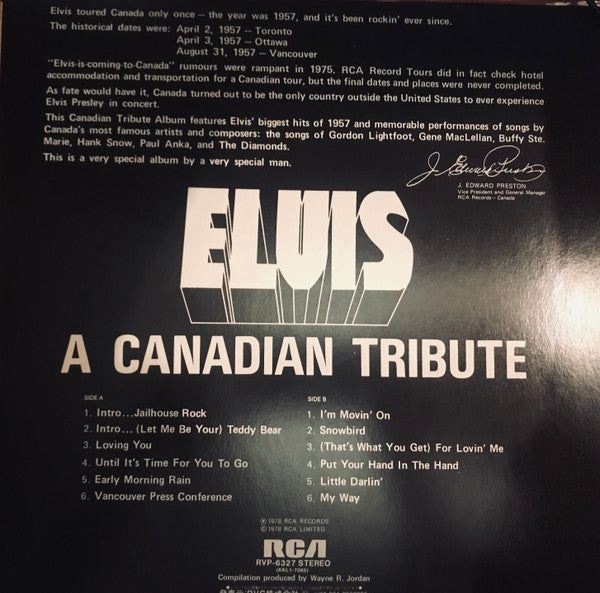 Elvis Presley - A Canadian Tribute (Vinyl, LP, Compilation, Promo) Very Good (VG) / Very Good Plus (VG+)