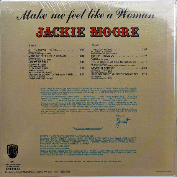 Jackie Moore - Make Me Feel Like A Woman (Vinyl, LP, Album, Stereo) Very Good (VG) / Very Good (VG)