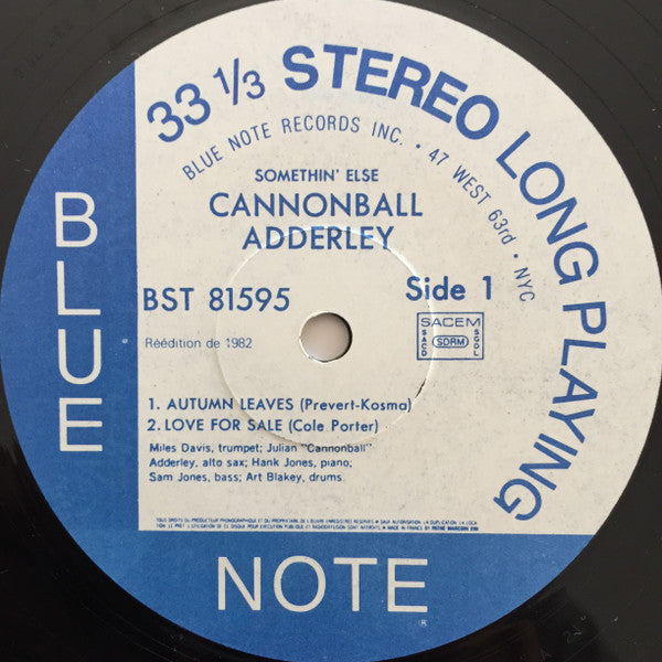 Cannonball Adderley - Somethin' Else (Vinyl, LP, Album, Reissue) Very Good Plus (VG+) / Very Good (VG)