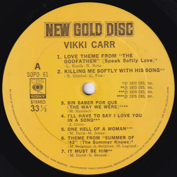 Vikki Carr - New Gold Disc (Vinyl, LP, Stereo, Compilation) Very Good Plus (VG+) / Very Good (VG)