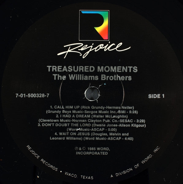 The Williams Brothers (2) - Treasured Moments (Vinyl, LP, Compilation, Stereo) Good Plus (G+) / Very Good Plus (VG+)