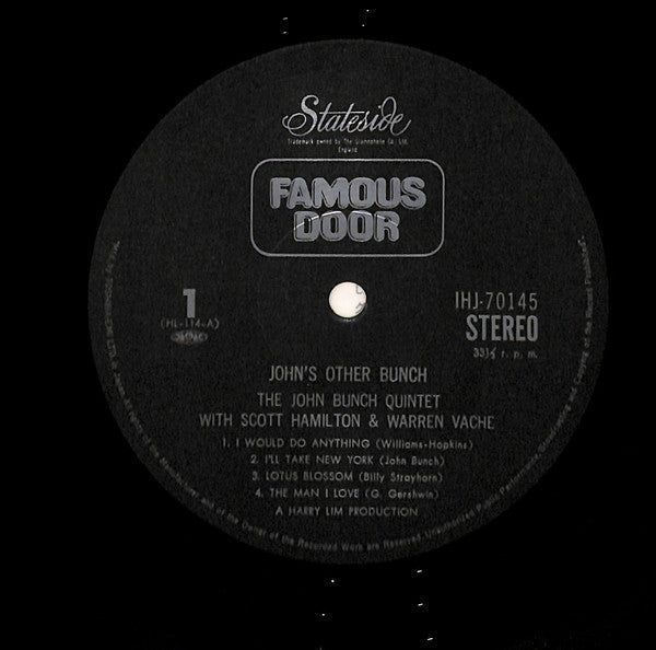 The John Bunch Quintet - John's Other Bunch (Vinyl, LP) Near Mint (NM or M-) / Very Good Plus (VG+)