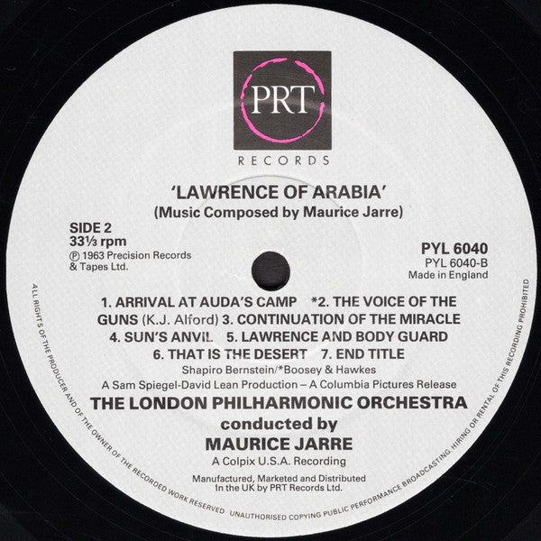 London Philharmonic Orchestra - Lawrence Of Arabia (Vinyl, LP, Stereo) Very Good (VG) / Good Plus (G+)