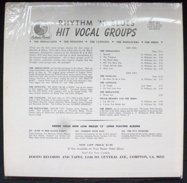 Various - Hit Vocal Groups (Vinyl, LP, Album, Compilation) Good Plus (G+) / Very Good (VG)