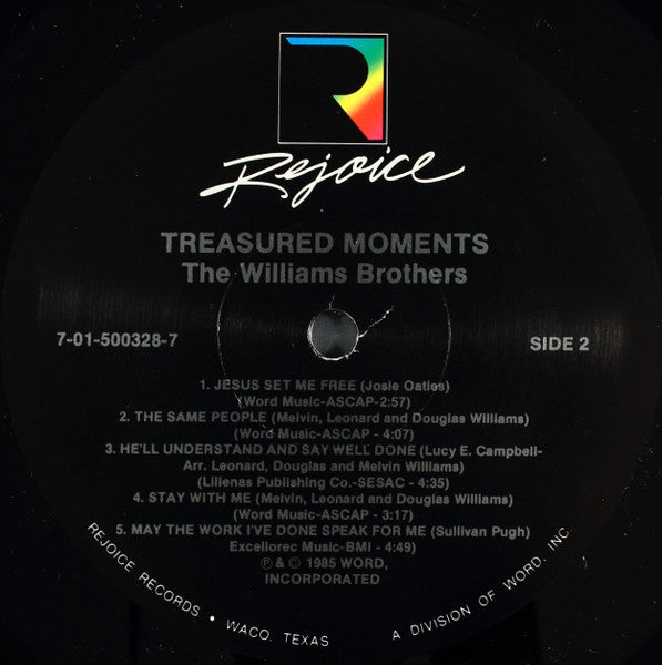 The Williams Brothers (2) - Treasured Moments (Vinyl, LP, Compilation, Stereo) Good Plus (G+) / Very Good Plus (VG+)