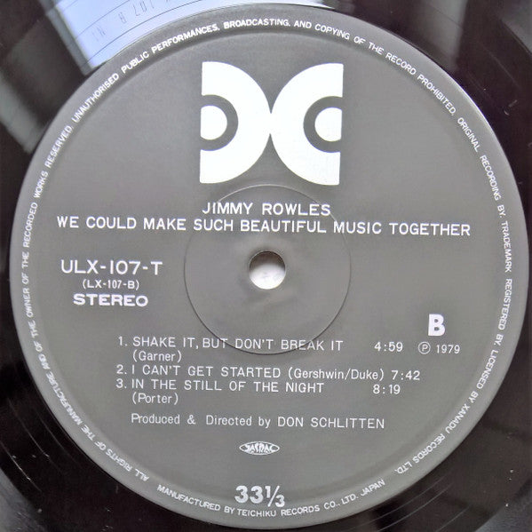 Jimmy Rowles - We Could Make Such Beautiful Music Together (Vinyl, LP, Album) Near Mint (NM or M-) / Very Good Plus (VG+)
