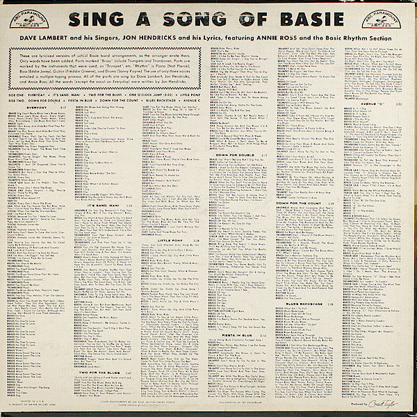 Lambert, Hendricks & Ross - Sing A Song Of Basie (Vinyl, LP, Album, Mono) Good Plus (G+) / Good (G)