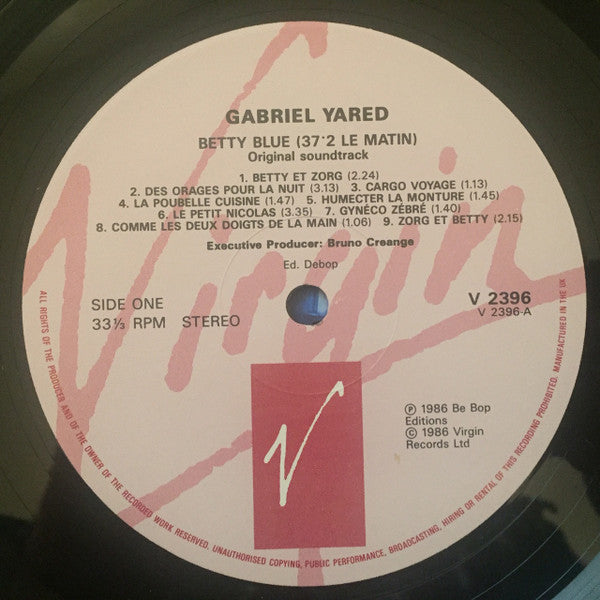 Gabriel Yared - Betty Blue (37°2 Le Matin) (Vinyl, LP, Album) Very Good (VG) / Very Good (VG)