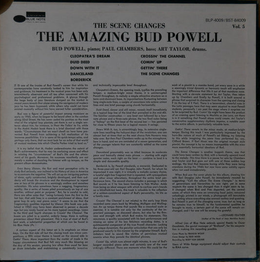 Bud Powell - The Scene Changes, Vol. 5 (Vinyl, LP, Album, Reissue, Stereo) Very Good Plus (VG+) / Very Good (VG)