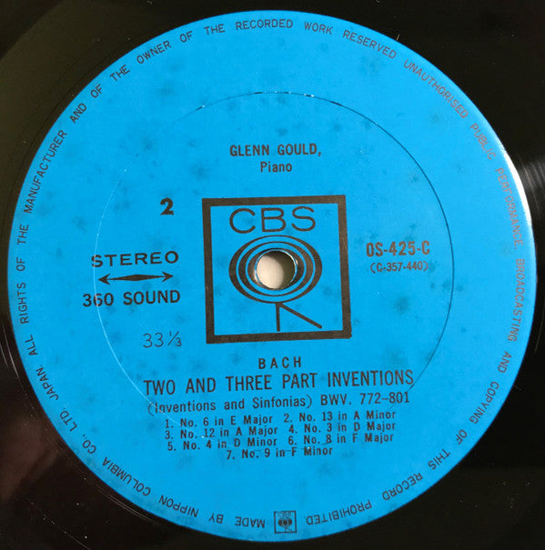 Glenn Gould - The Two And Three Part Inventions (Inventions And Sinfonias) (Vinyl, LP, Album, Stereo) Good Plus (G+) / Very Good (VG)