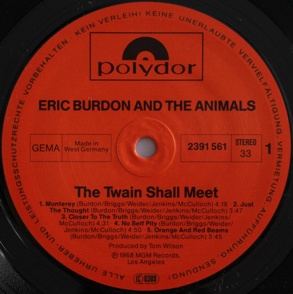 Eric Burdon & The Animals - The Twain Shall Meet (Vinyl, LP, Album, Reissue) Very Good Plus (VG+) / Very Good Plus (VG+)