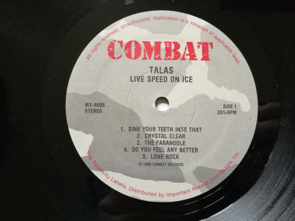Talas - Live Speed On Ice (Vinyl, LP, Album, Repress) Very Good (VG) / Very Good Plus (VG+)