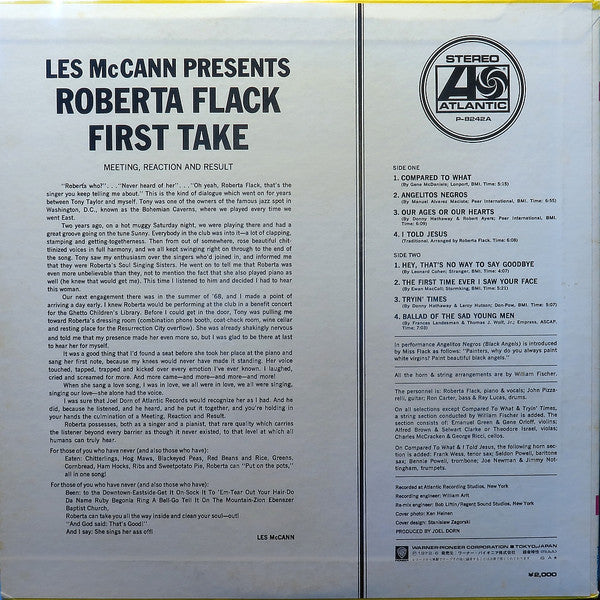 Roberta Flack - First Take (Vinyl, LP, Album, Promo, Reissue) Very Good Plus (VG+) / Very Good Plus (VG+)