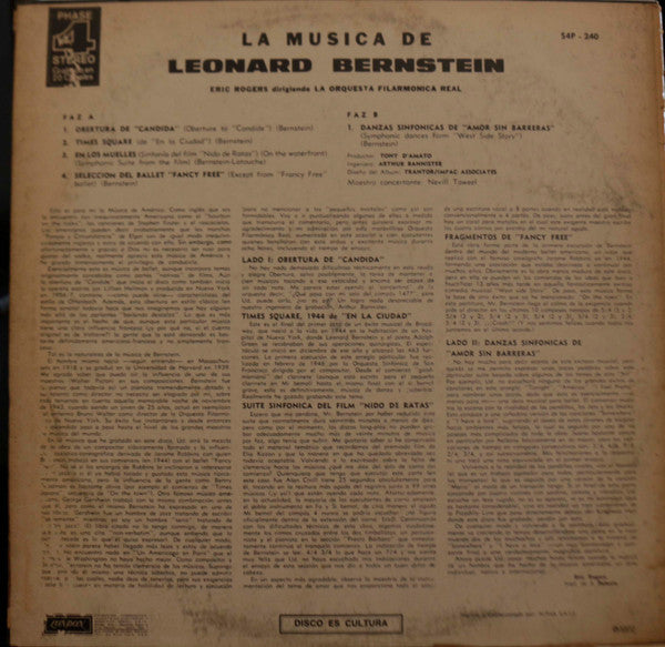 Eric Rogers (2) - La Musica De Leonard Bernstein (Vinyl, LP, Album, Stereo) Very Good Plus (VG+) / Very Good (VG)