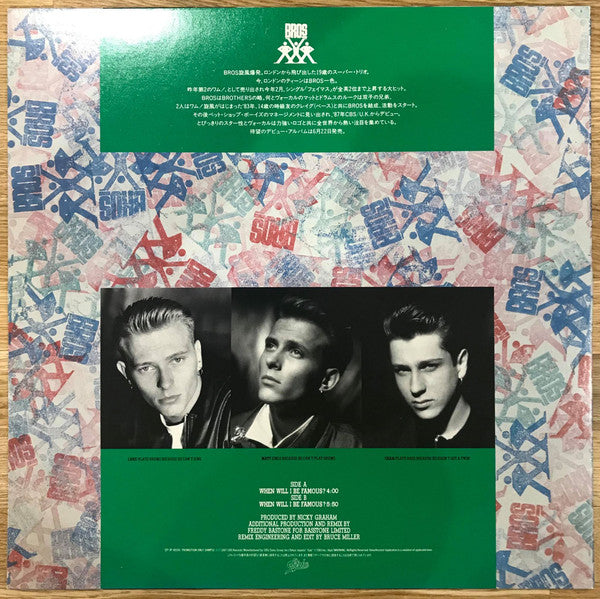 Bros - When Will I Be Famous? (Vinyl, 12", 45 RPM, Single, Promo) Near Mint (NM or M-) / Very Good (VG)